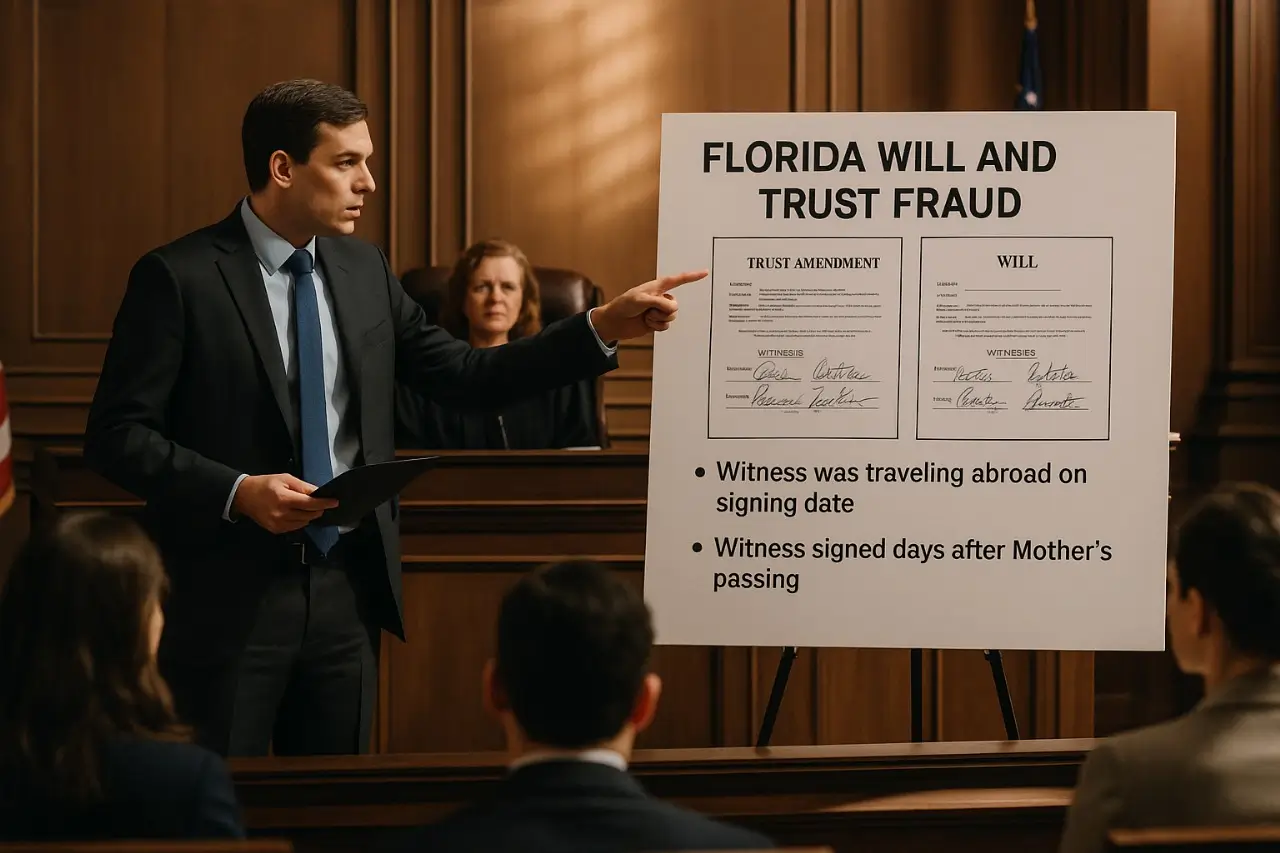Florida will and trus fraud, non authenticaed signatures