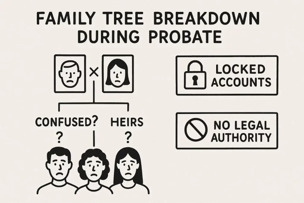 Visual representation of probate challenges when estate planning fails