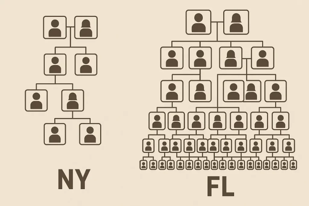 Example of how dynasty trusts preserve family wealth differently in New York vs Florida
