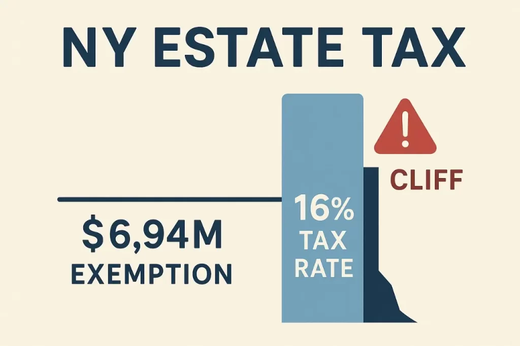 New York estate tax cliff and exemption thresholds explained graphically