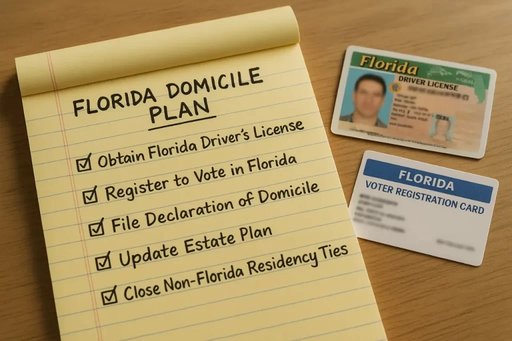 Florida domicile checklist for tax savings
