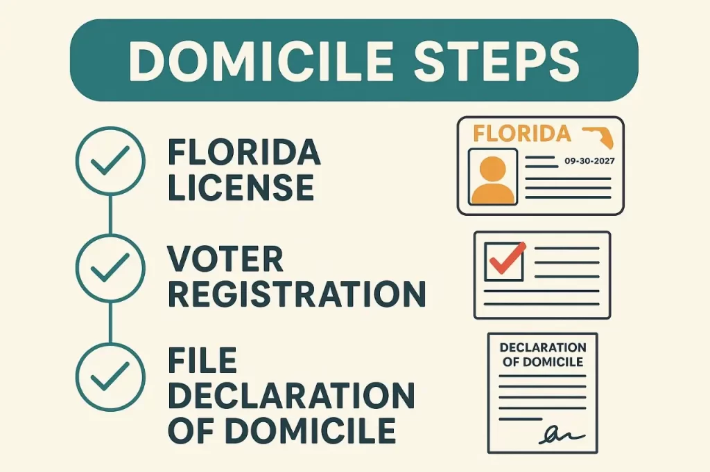 Steps to estabalish Florida domicile for Washington to Florida estate planning