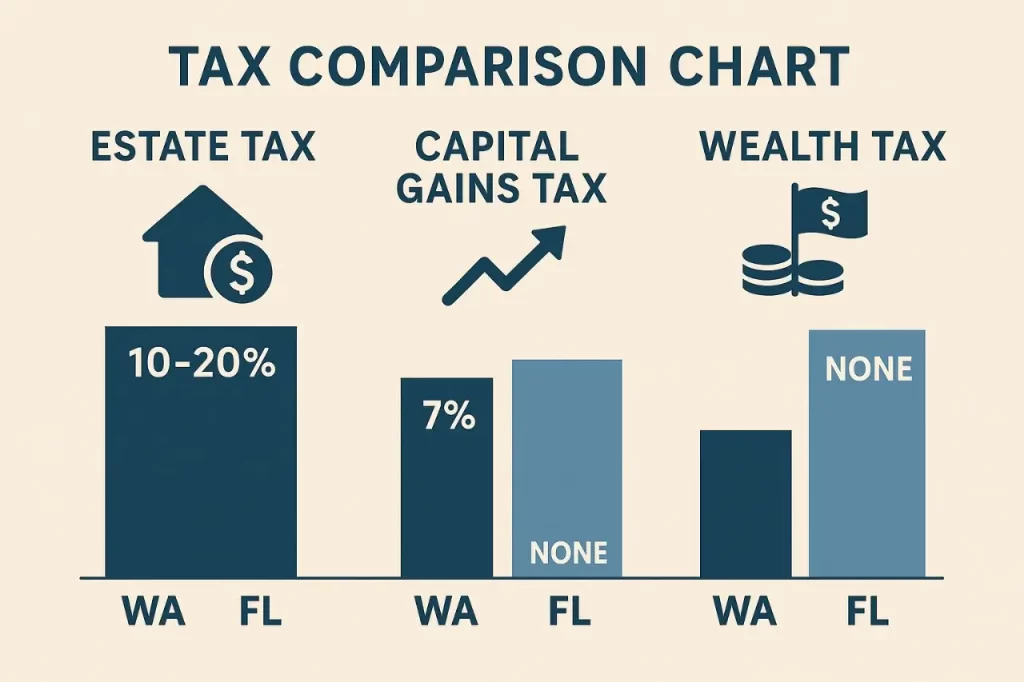 Washington to Florida estate planning tax comparison chart