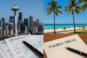 Washington to Florida estate planning visual contrasting taxes and trust benefits