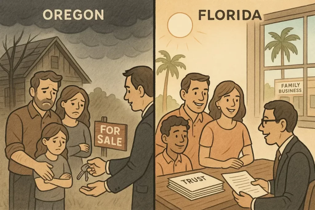 Rich vs Poor Planning outcomes in Oregon to Florida estate planning.